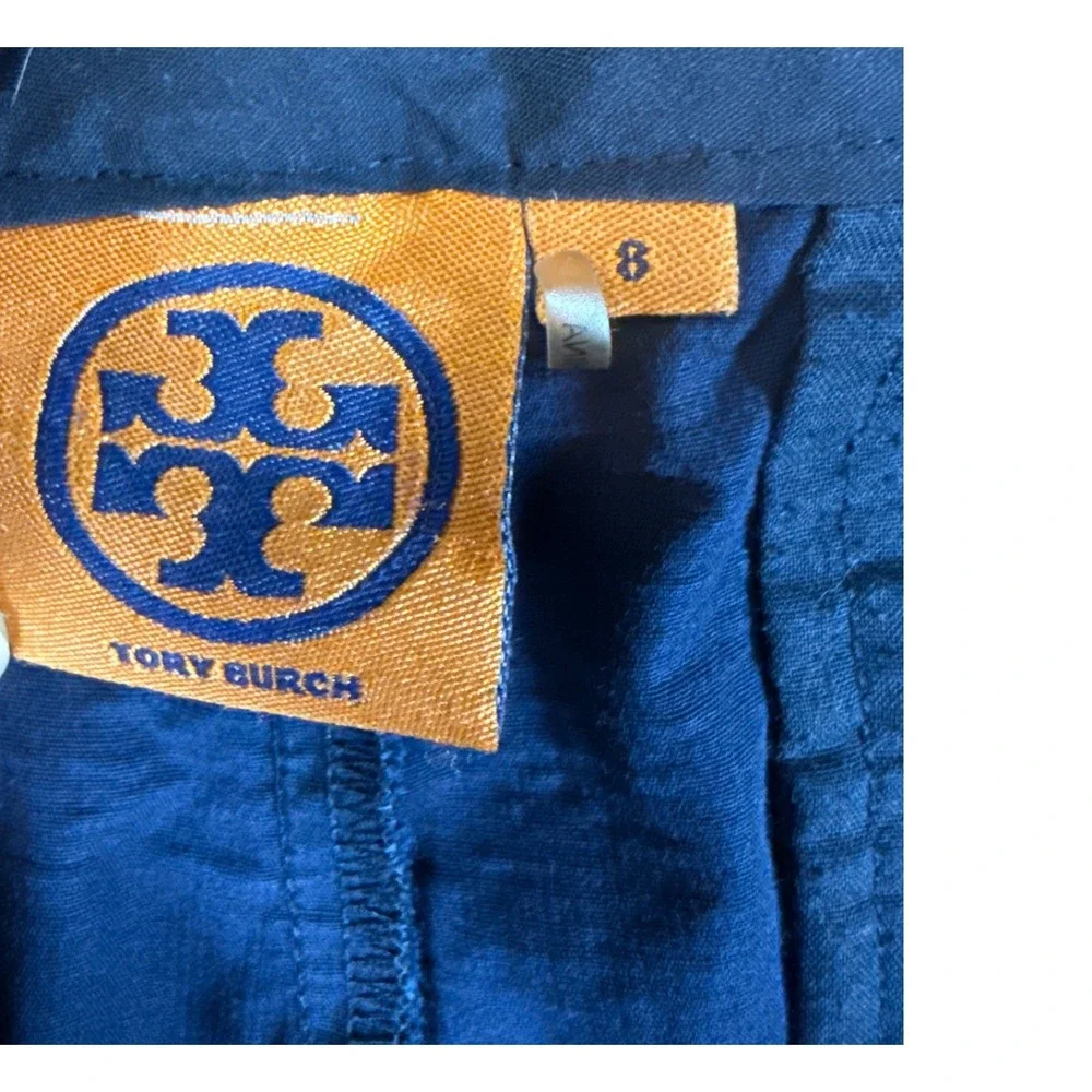 Tory Burch Navy Blue‎ Straight Leg Stretch Pants Womens Size 8 Career Trousers